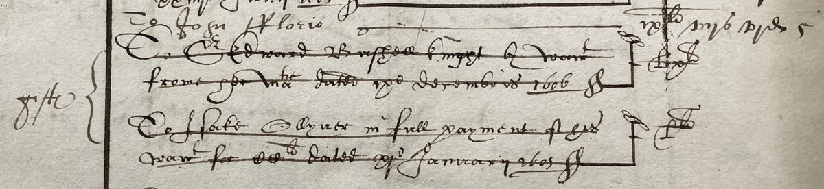 #earlymoderntwitter I need a bit of help with secretary hand.  

Gift to John Florio (groom of the privy chamber) for....?