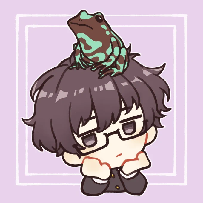 新しいアイコンかわいいね  マダラヤドクガエルと下野史緒(OC)で斑谷史緒を表しています 