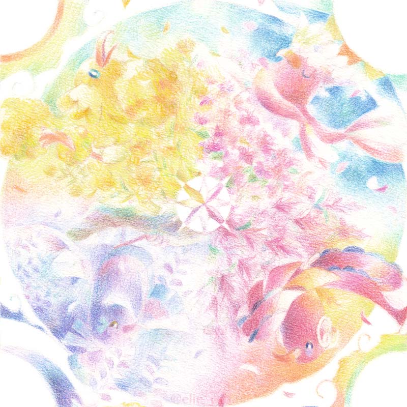 「ぐるっと回して見るタイプの絵なので回転させたバージョンも!オドリドリとアローラの」|えりー🐇🐿️🦆のイラスト