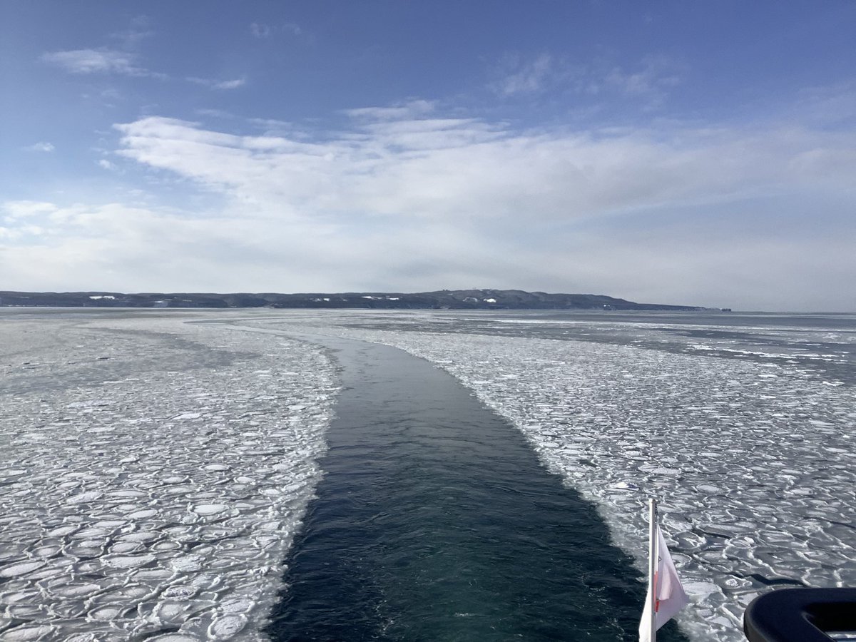 WmFta's tweet photo. とうとう網走に来てしまった！
2日前にやっと流氷初日を迎えたから、流氷薄め
これはこれで面白いし、知床の山々��綺麗に見えて、
双眼鏡越しにオオワシに会えてそこそこ満足です！

次回は接岸を迎えた流氷で水色の流氷を観たいなー
年々、流氷が少なくなっているらしいので早めに行かなければ… https://t.co/YWwKRU5NjR
