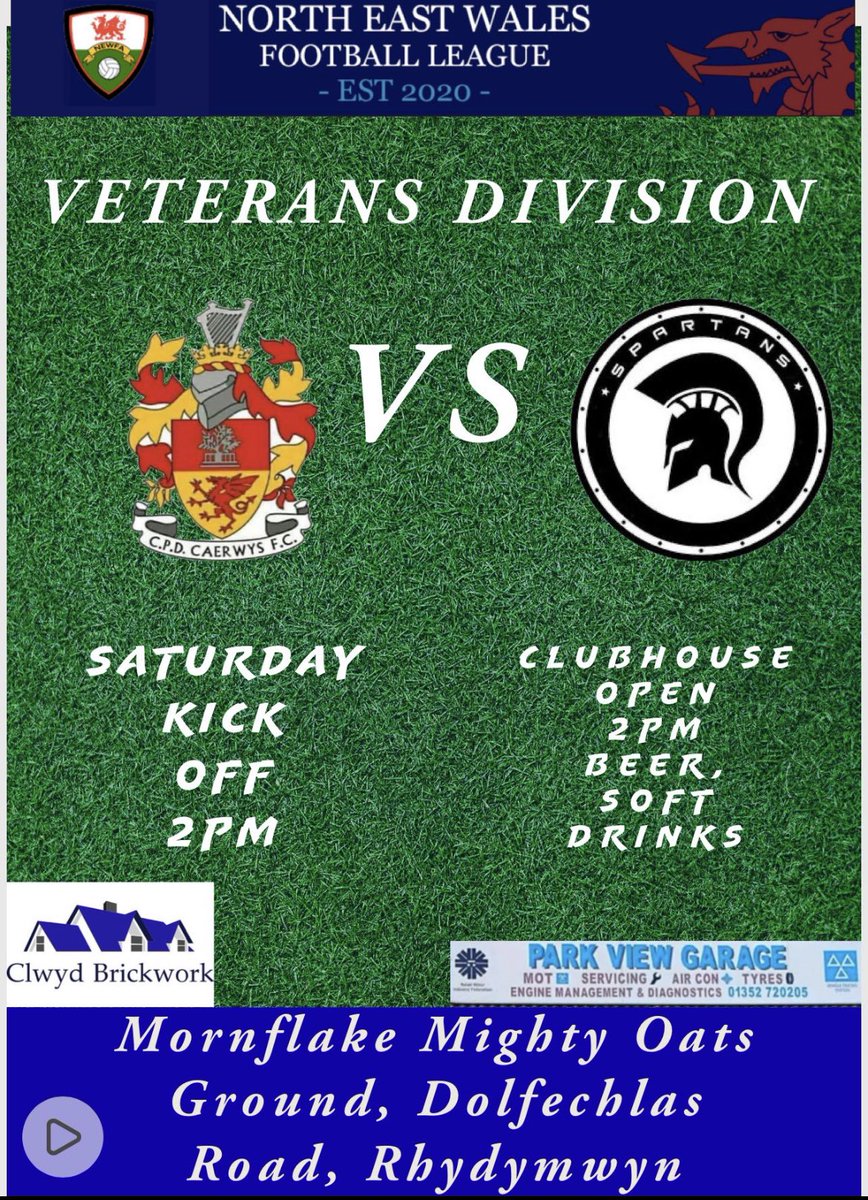 ⚽️𝗠𝗔𝗧𝗖𝗛𝗗𝗔𝗬⚽️

Back in action today with a home game at @Rhydymwynfc2022  against <a href="/MynyddIsa_Vets/">Mynydd Isa Vets FC</a> In the North East Wales Football League Veterans Division⚽️

Details below 👇