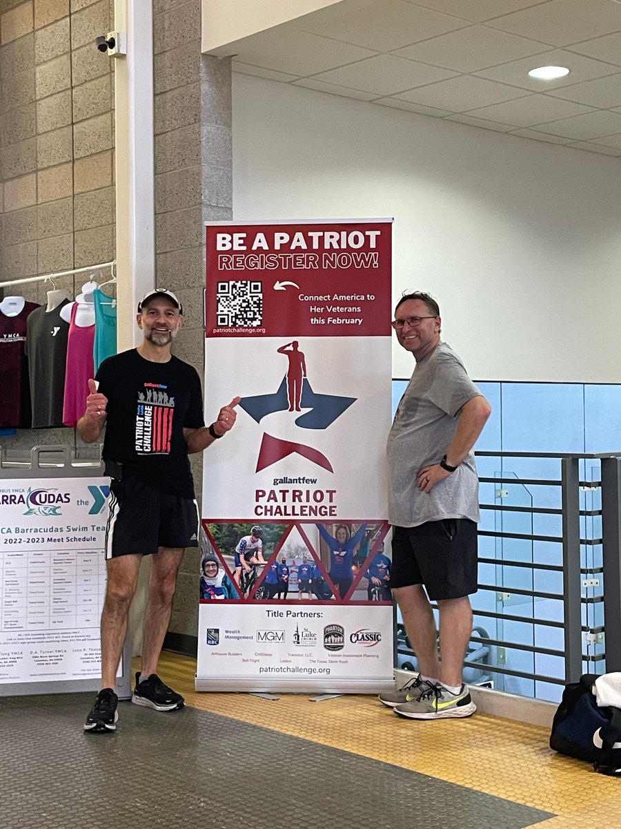 #Patriotphotoop One of our longtime supporters, Bob Jeswald, found a Patriot Challenge banner "in the wild" at his local YMCA in Columbus, GA! Patriotism is everywhere...will you be part of it?! Join us at bit.ly/3Yj38IU!