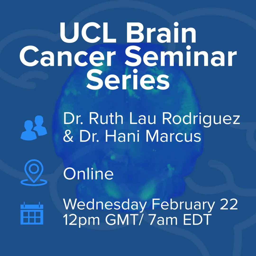 UofTNeuroSurge's tweet photo. Join Dr. Ruth Lau Rodriquez and @hani_marcus for the @UCL_BrainCancer Seminar Series on February 22 at noon GMT / 7am EDT!

Register here: https://t.co/X709s5uRyE

#BrainCancer #SkullBaseSurgery #neurosurgery #NeuroOncology #glioblastoma https://t.co/HN4J44pSQW