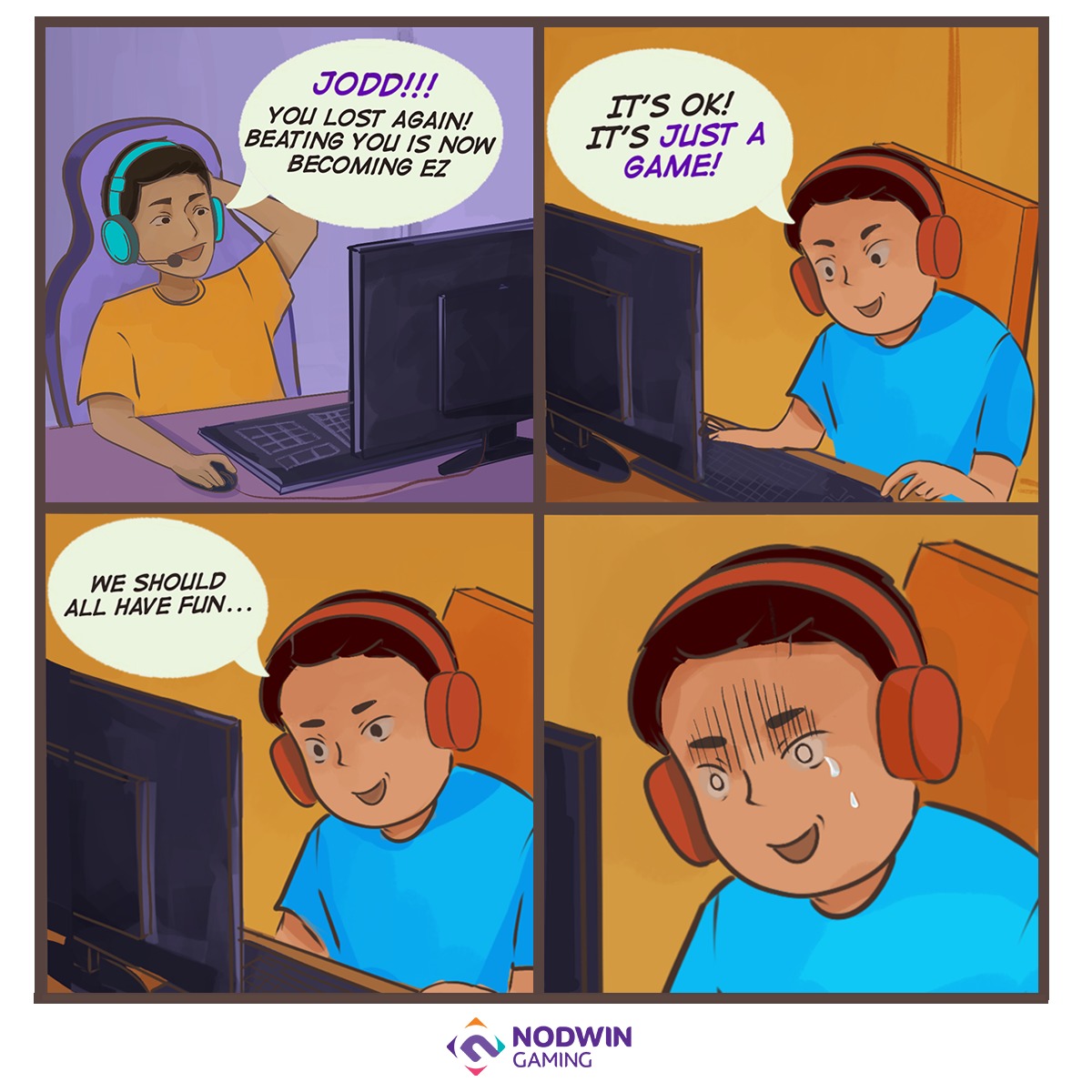 NodwinGaming's tweet photo. Sometimes the fun is too much😢🙈 Tag those opponent friends & let them know you feel them😆 #BottomFraggerKiAatmakatha - A comical approach to show the life of a Pro & a Bottom Fragger💭
#jodd #justagame #bottomfragger #pro #gaming #esports https://t.co/PTuvCNlRaY