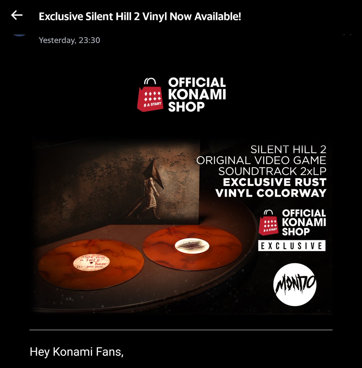 Dax79's tweet image. Thanks for nothing @Konami. I&apos;m wake for the original #SilentHill2 realise and unable to order due to #ScraperBots. The next random sale as a &quot;sorry&quot;, you email the #UK fans at 11:30pm when most are asleep.
Basically I never did have a chance. Thanks again for nothing #Konami