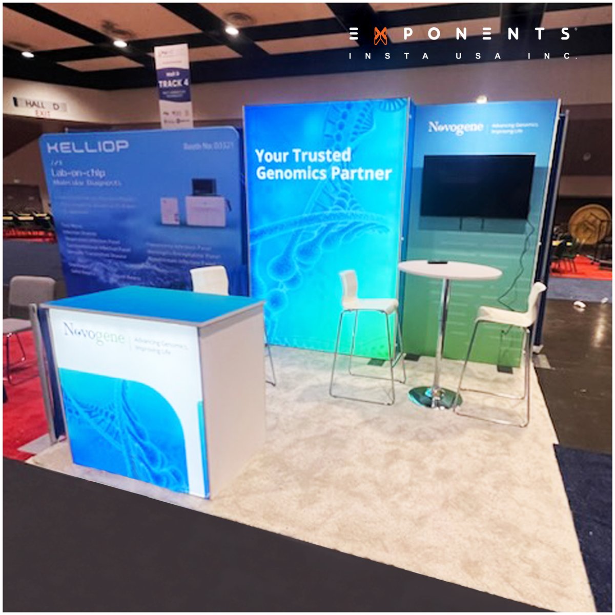 ExponentsUS's tweet photo. Mawi and @NovogeneAmerica captivated the #PMWC2023 crowd with their stunning trade show
booths designed by Exponents. Our impeccable workmanship provided a breathtaking
backdrop to highlight everything they had to offer! #PMWC2023 #SiliconValley #Exponents #tradeshowboothdesign https://t.co/f0X8jsNc3e
