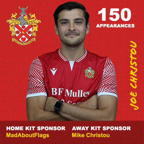 HornchurchFC's tweet photo. 👏 Congratulations to Joe Christou who made his 150th appearance for the club in last weekend's league fixture at home to Aveley.

#COYU https://t.co/a3c4lQe34v