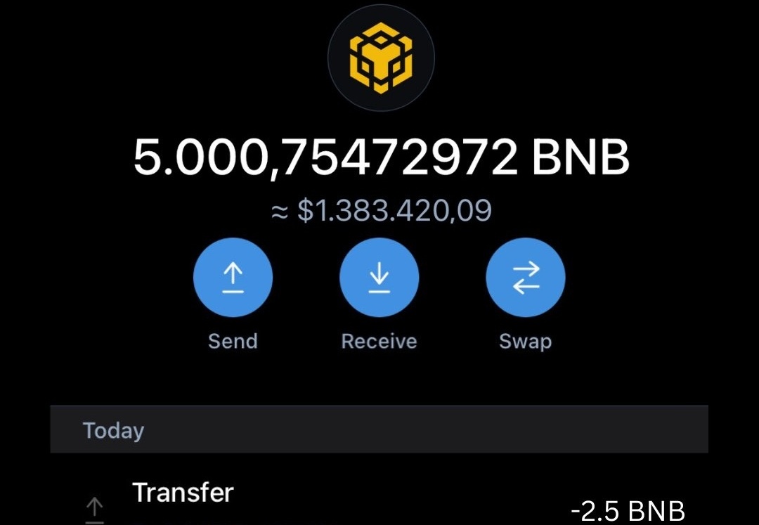 You will receive 5 $BNB = $1,650.00 in your wallet,

First 1,600 Participants will Receive #BNB    Airdrop, to enter just like, follow and rt, Retweet pinned 📌 post.

+Drop your BNB (Bep20) wallet address