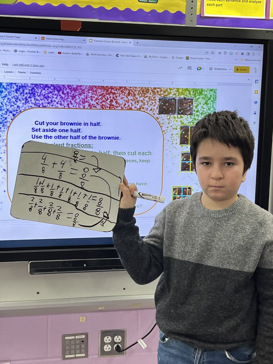 Summit’s fourth graders learned about fractions by using Cosmic brownies. We reviewed concepts and then in groups we learned about improper and mixed numbers. @cynthia_meisel1 <a href="/ReynCDL/">Reynoldsburg Center for Deeper Learning</a> <a href="/latasha_turner/">Latasha Turner</a>