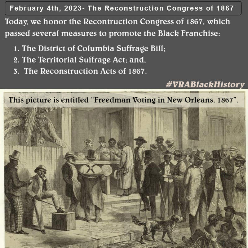 barbs73's tweet photo. Today, we honor the Reconstruction Congress of 1867 which passed several measures to promote Black enfranchisement. After the Civil War, the US Congress forged a plan to reconstruct the war-torn country. 3 dynamic measures were passed in 1867. https://t.co/z8sSxwbjUB https://t.co/PxWrFPckzL