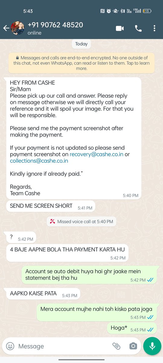vivek_galag's tweet photo. Hi @CASHeApp she had been harassing me since morning like anything ever after informing her about the payment so this is the way you treat your customer https://t.co/0kMCjqWJGK