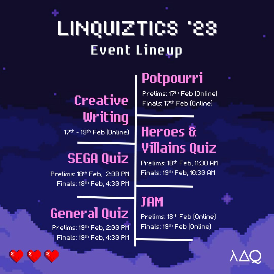 ldq_manipal's tweet photo. The Literary, Debate, and Quiz Club of Manipal presents Linquiztics '23 – a delightful weekend filled with wit-sharpening quizzes and literary events for all your midnight strokes of creativity! 

Registration Link: https://t.co/ofC10e9QUQ https://t.co/kKl79i79oC