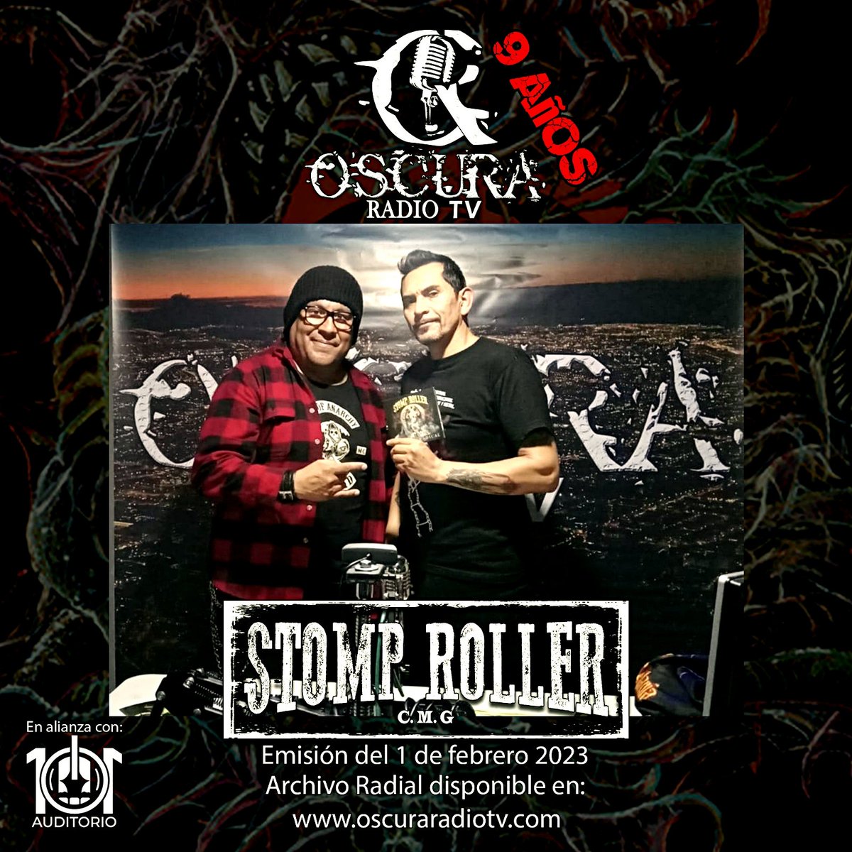 !!NOS SENTIMOS HONRADOS!! De ser la banda que abre la temporada de este año en oscuraradiotv.com y
Si se perdieron nuestra emisión en vivo, aquí está la versión podcast de nuestra entrevista con Stomp Roller oscuraradiotv.com/emision-01-202…