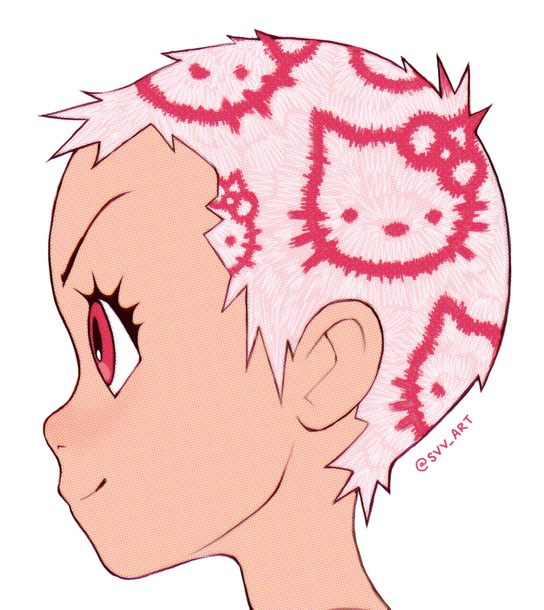 1girl solo very short hair short hair white background pink hair red eyes  illustration images