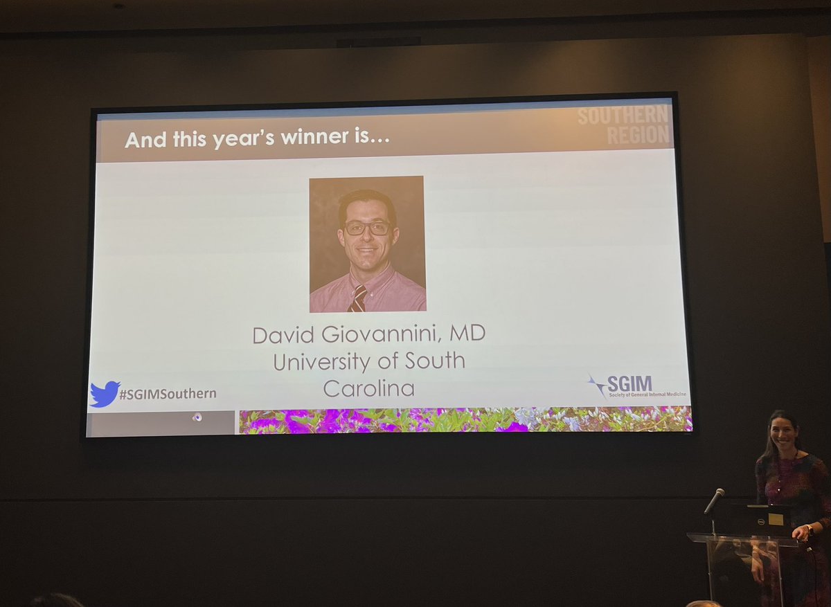 Congrats to @IMdocSC on being selected as #SGIMSouthern Clinician Educator of the Year!!