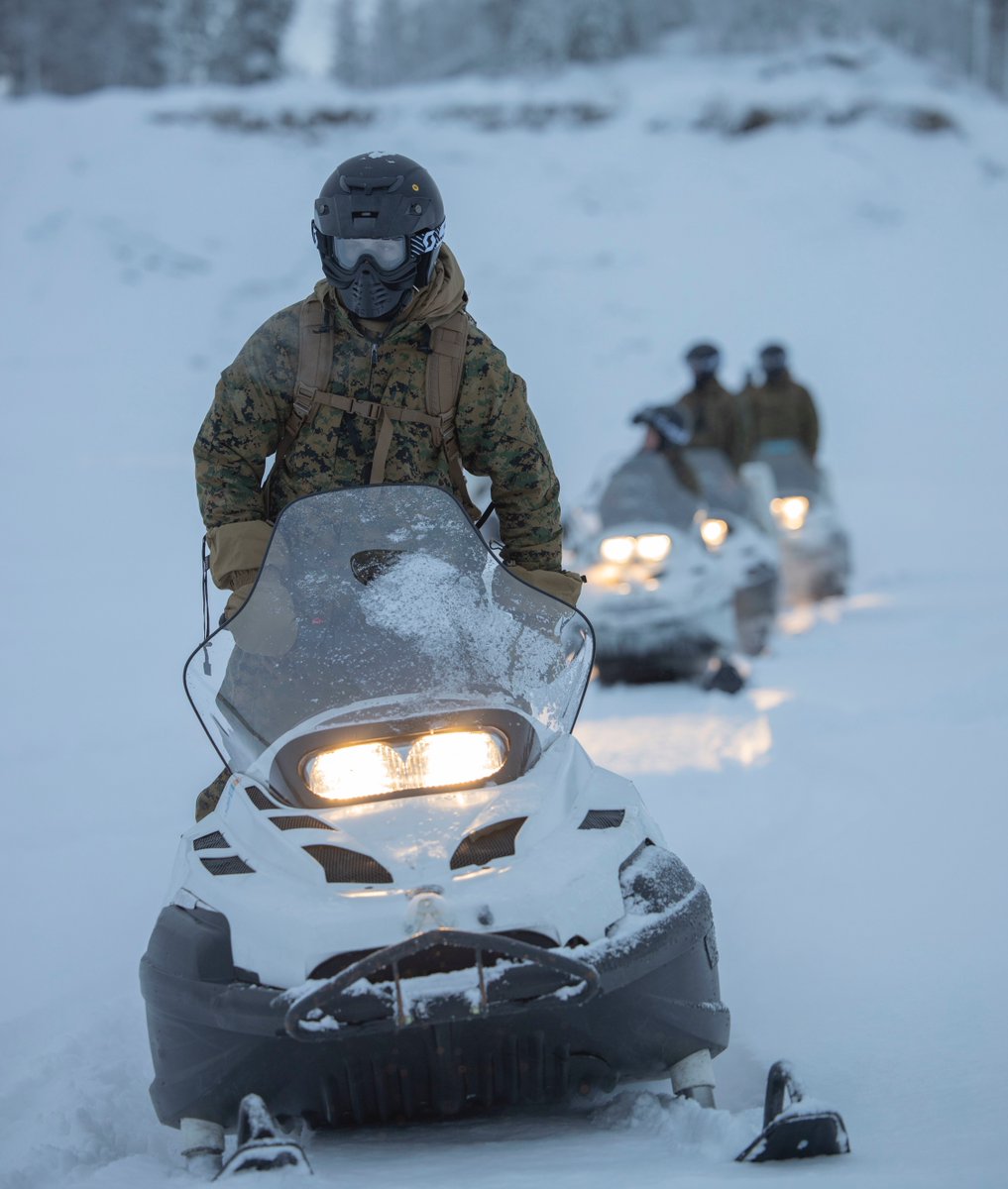 #Marines with <a href="/2dMarDiv/">2d Marine Division</a> participate in a snowmobile course as part of Marine Rotational Forces Europe 23.1 in Setermoen, Norway, Jan. 31.

MRF-E focuses on engagements throughout Europe by conducting various exercises, mountain-warfare training, and #combinedforce engagements.