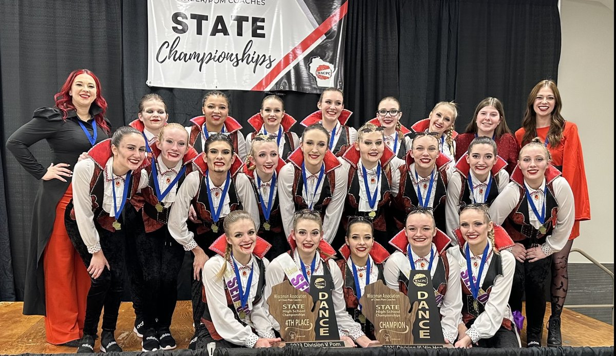 Sheb_Falls_HS's tweet photo. STATE CHAMP ALERT!
SFHS Dance team closes the deal on a great season with a state championship for D2 Hip Hop! Congratulations coaches and athletes! The bus will be arriving at the high school around 1PM on Sunday, Feb 5th. Please come help welcome them back! https://t.co/RrQCBxsGCU