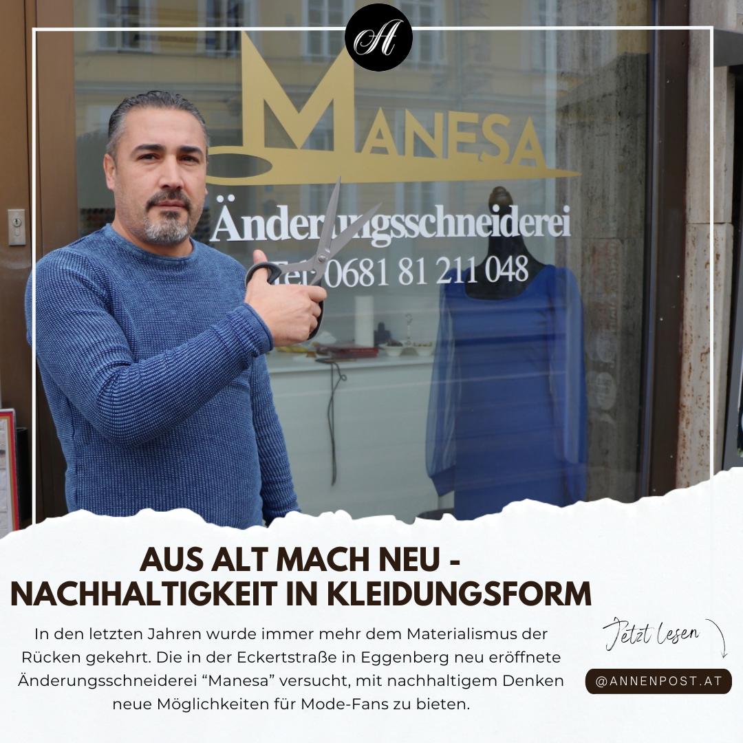 Die in der Eckertstraße neu eröffnete Änderungsschneiderei „Manesa“ ist auf den Trend des Upcyclings aufgesprungen, bei dem Fast Fashion der Rücken gekehrt wird und mit Kleidung nachhaltiger umgegangen wird. ✂️👗
#annenviertel #eggenberg #jpr22 #fhjoanneum
