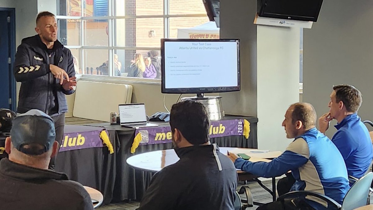ChattanoogaFC's tweet photo. Growing the Game: CFC and @UnitedCoaches host coaching seminar with technical staffs from CFC and @ATLUTD. Thanks @FelipeCar for leading the seminar.
https://t.co/E2QDcpvFzZ https://t.co/2eoq12dmq4