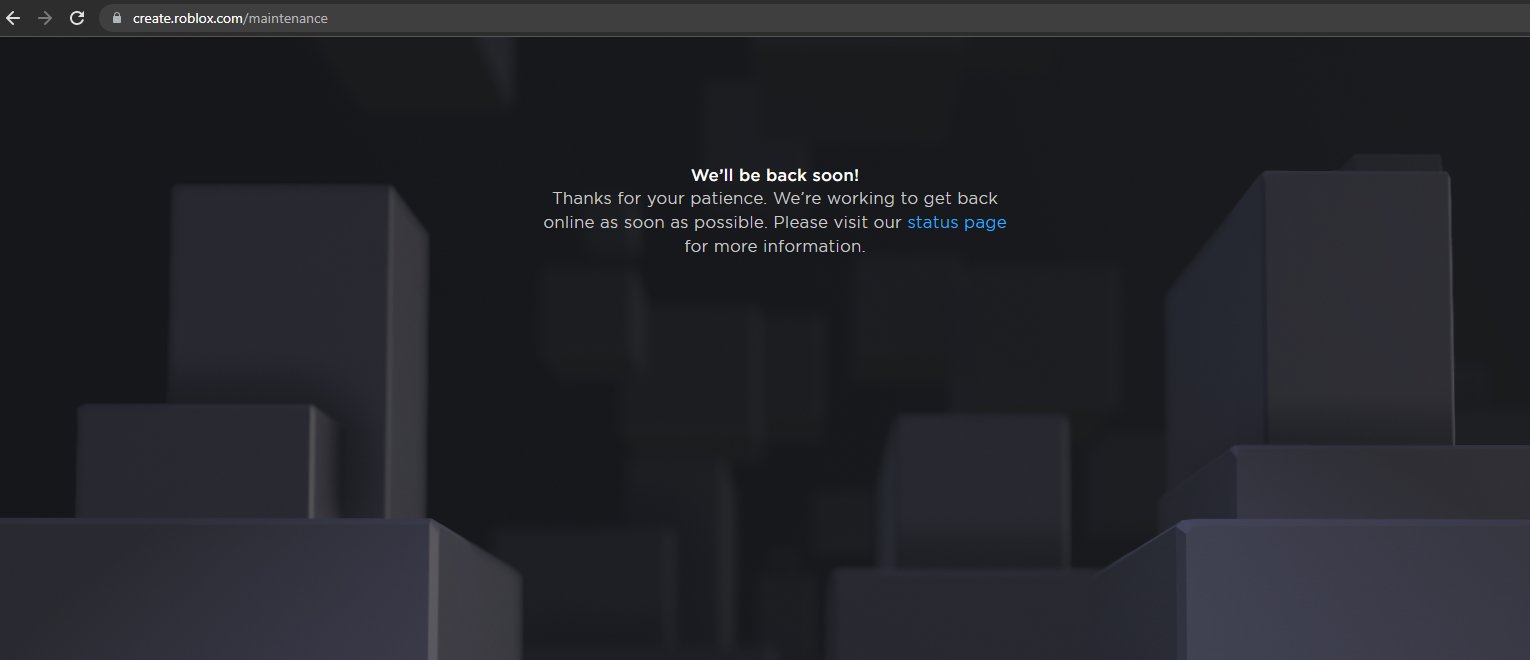 Roblox status on twitter developers trying to access essential tools