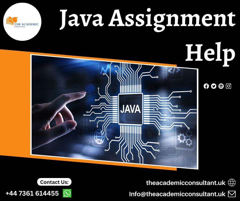 theacademiccon3's tweet image. Be confident! Because you choose our online Java Assignment Help Services.
Order Now.
#javaassignment #javaassignmenthelp #javahomeworkhelp #onlinejavahelp #assignmenthelp #javaprogramminghelp #onlinejavaprogramminghelp #javahelp #theacademicconsultant
