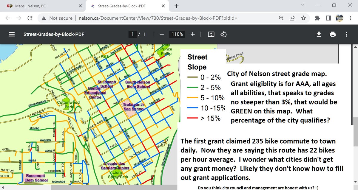 NormYanke's tweet image. $2.5M if they get the next active transportation federal grant.  First grant required AAA, 3% grades or less. Maybe 5% of the city qualifies?  City is built on a mountainside, green on this city map qualifies. Contact the city, help to fill out grant apps.