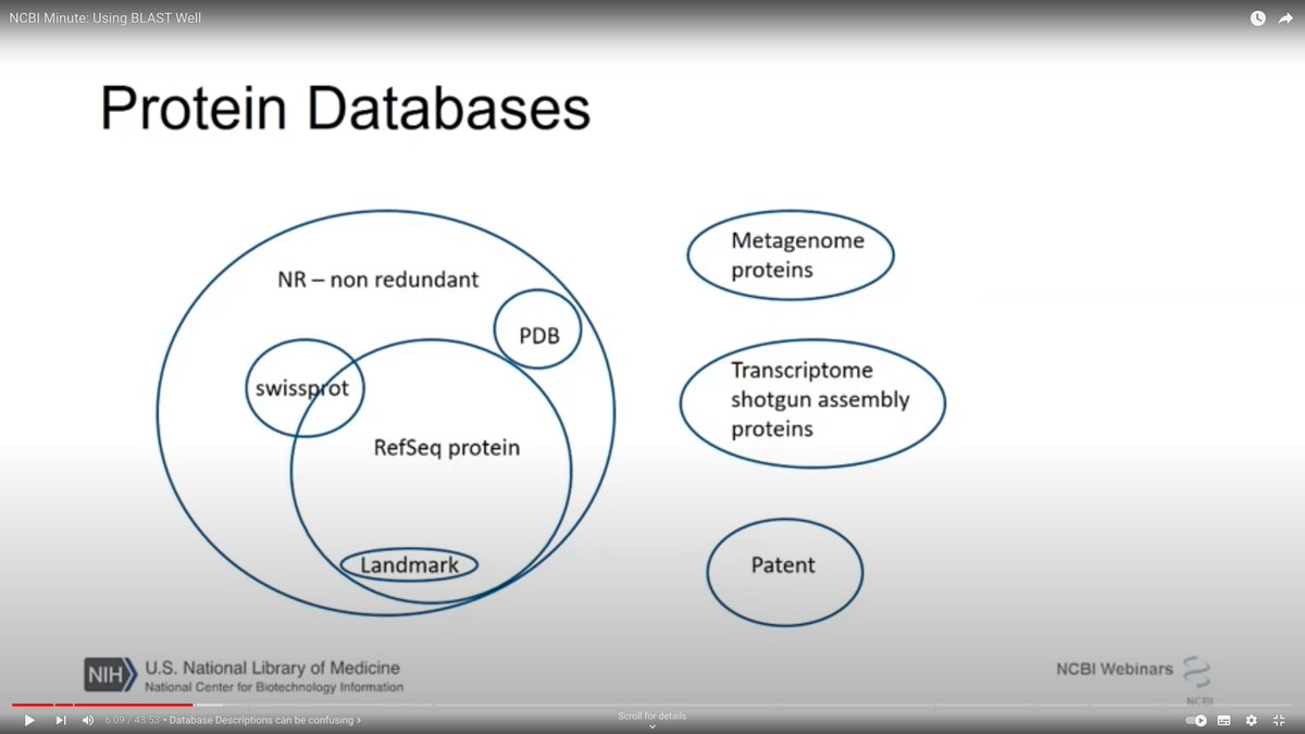 sujaik's tweet photo. If you've ever wondered EXACTLY what is in @NCBI nt and nr (I certainly have!)

From https://t.co/22JYTjPjJo and https://t.co/72whvhjXm8 (cued to the right spots in the video)

#Bioinformatics #Genomics https://t.co/5yQ3glLcYL