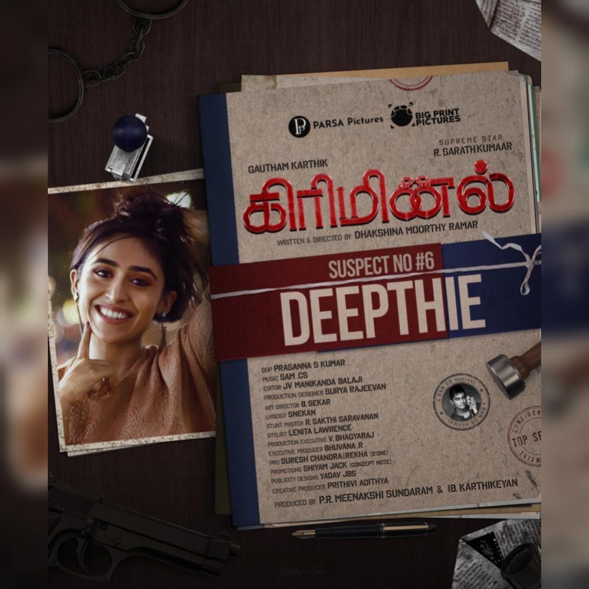 saloon_kada's tweet photo. #CRIMINAL : Suspect No.6
#DEEPTHIE On Board🔥
Stars : Gautham Karthik - Sarath Kumar - Janani Iyer - Karunakaran
Music : Sam CS (Kaithi)
Direction : Dhakshinamoorthy Ramar
Shooting On Progress⭐ https://t.co/gIDTRiuCGh