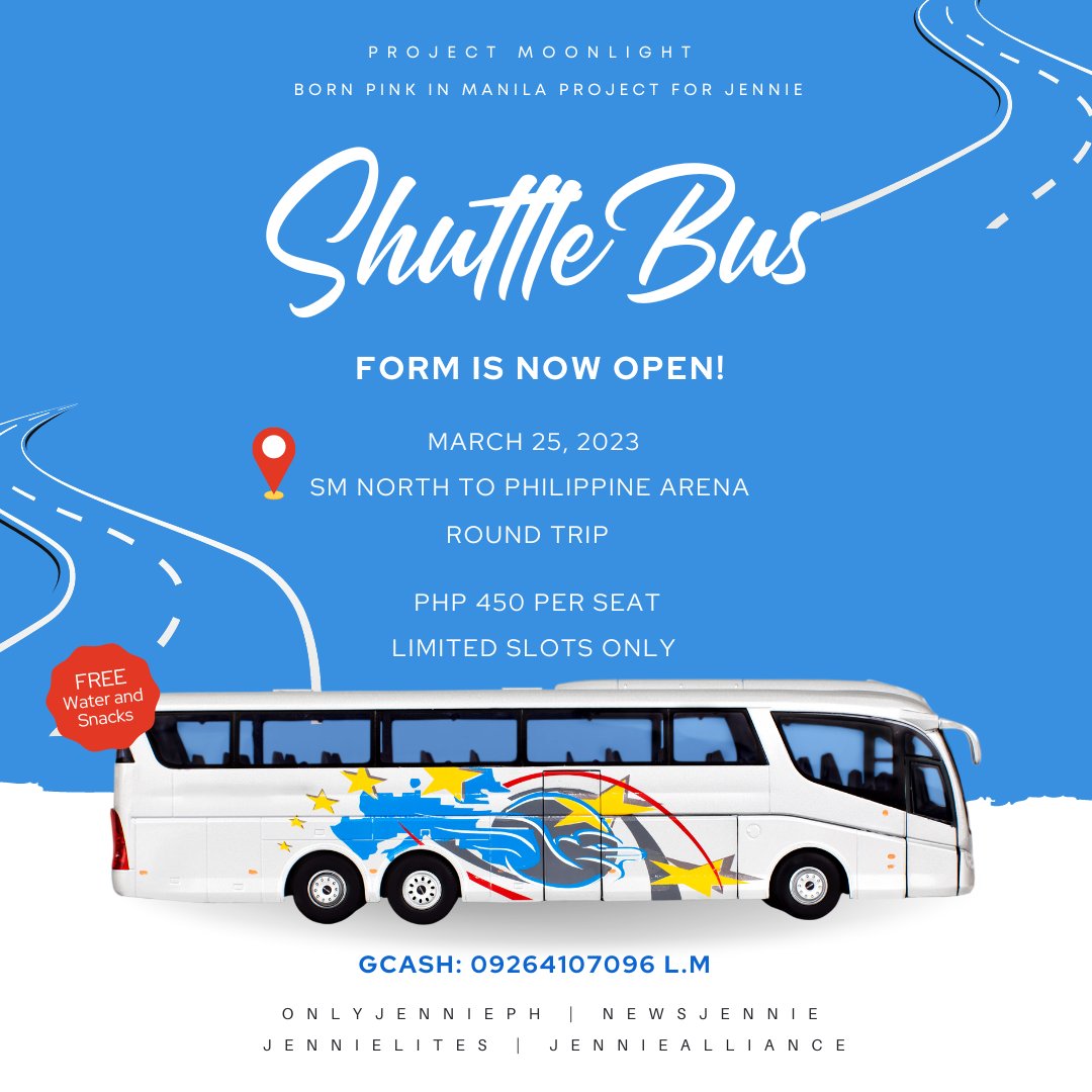 ONLYJENNIEPH's tweet photo. 🔊 We are now accepting bus shuttle reservations for #BORNPINKinMANILA! 🇵🇭

The form will be closed once target slots are reached. 

See more details here: https://t.co/9cyrGc0gxq

 #JENNIE #제니 #BLACKPINK 
#BORNPINKMANILA_BULACAN https://t.co/qVHuWGrjC5