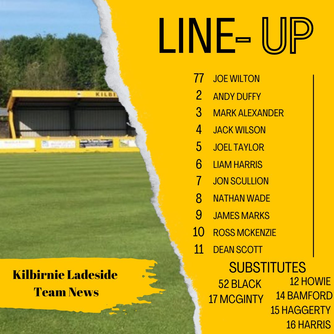 Kilbirnie Ladeside FC on Twitter "Our team for todays match against
