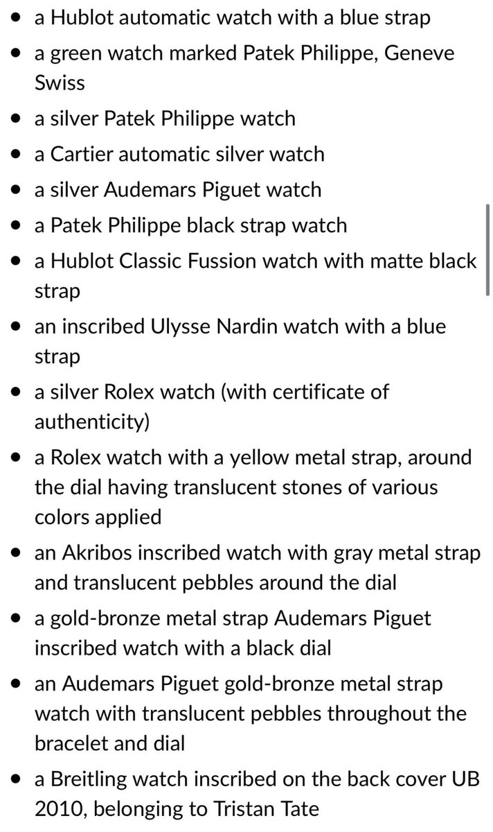 TateSkills's tweet photo. 🔴 BREAKING
-
New information reveals that DIICOT have seized 14 Watches from the Tate Brothers  &amp; Have put a precautionary measure on approximately $294,101 worth of bitcoin owned by Tristan Tate.
-
No charges put against them,yet all this (and more) taken from them… https://t.co/G0HWzIukzC