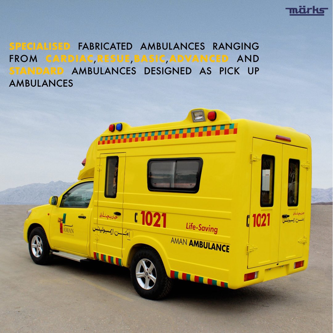 MarksPakistan's tweet photo. Mark's Ambulance Fabrication offers top-notch deckless single cabin ambulance solutions. Our aim is to provide reliable and efficient ambulance services to our clients.
Contact Us: 
(+92) 332 9196666 
(+92) 091 - 5810015 
Email: sales@marks.pk
#Emergencymanagement #Pakistan https://t.co/0JMLE2x8FD
