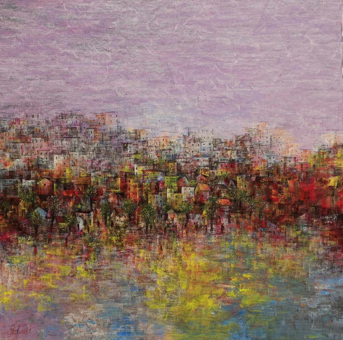 mohank02's tweet photo. Title : A glimpse of Morning
Medium : Acrylic on Canvas, 
Size : 34 x 34 in. 

Nature is painting for us, lavender sky describes spring and summer for me. Lavender is a light and tender shade that evokes friendship, affection and freedom. It is a monochromatic color palette. https://t.co/4q6qD13NlN