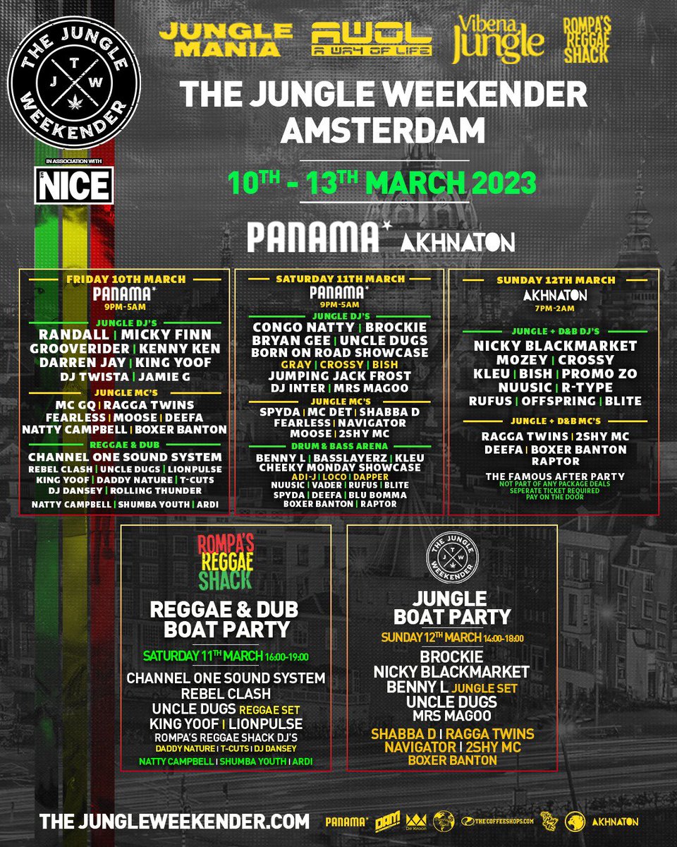 Always a wicked weekend in Amsterdam with Jungle in the Dam March 10th/ 13th Get you tickets now facebook.com/events/s/the-j…