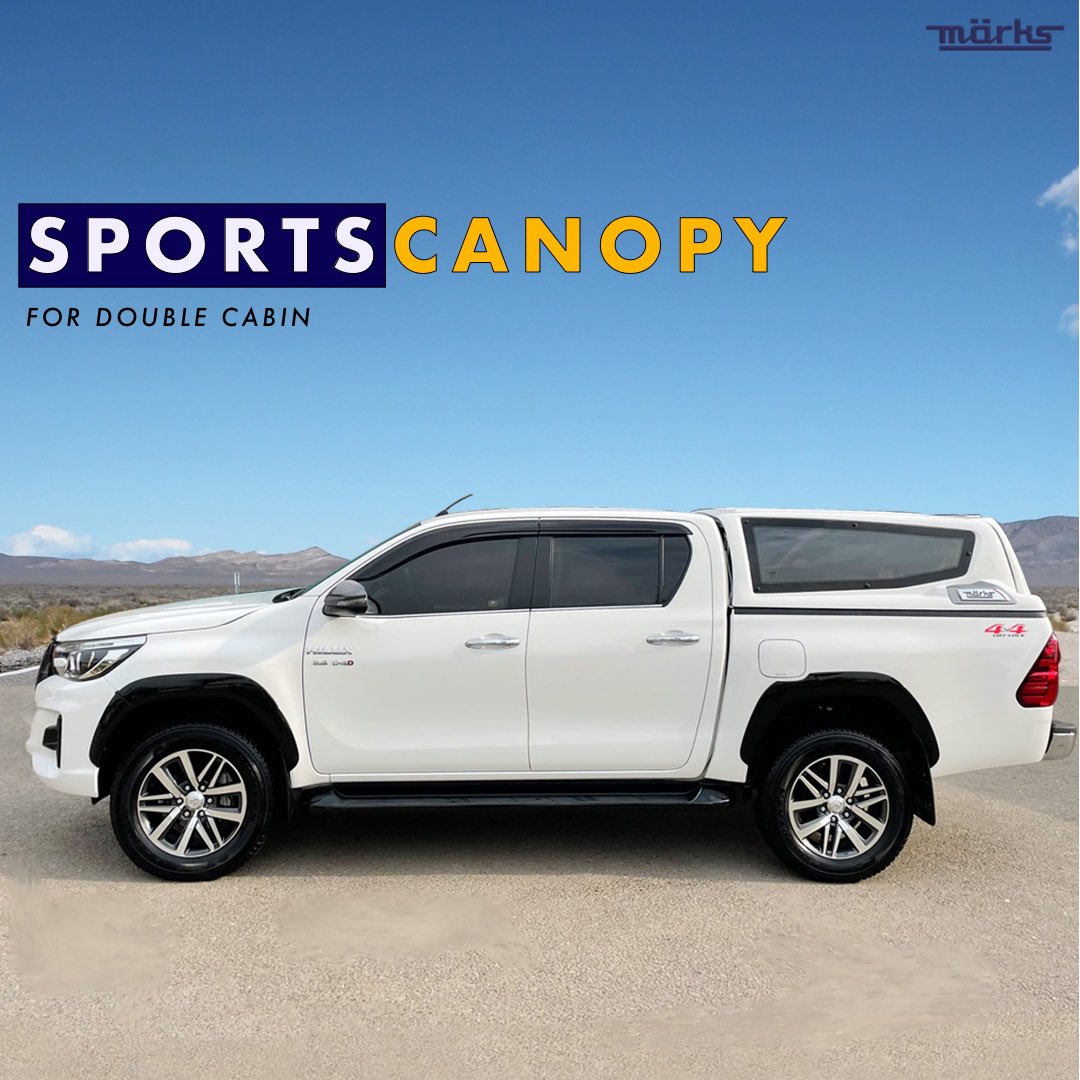 MarksPakistan's tweet photo. Upgrade your Double Cabin vehicle with a durable and stylish sports canopy from Marks. Our canopies are made from high-quality materials, designed to protect your gear. 
Contact Us: 
(+92) 332 9196666 
(+92) 091 - 5810015 
Email: sales@marks.pk
#pakwheels #carsofpakistan https://t.co/dIWAHD4NnI