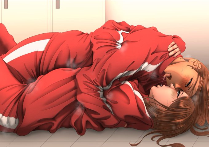 ダブダブジャージ女子がギュッと抱き合ってレズキスしてた絵完成。このまま塩漬けレズセをするのでしょう。(さり気なく前田がしばらくぶりに茶髪になっているのは僅かにいると思うファン向けのファンサ) 
