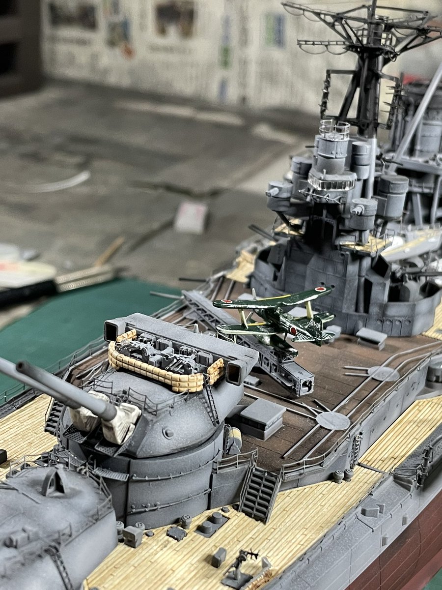 今晩は😊今日の戦艦長門です❗️空中線が無くなってしまったので今日は観測機を乗せました😊