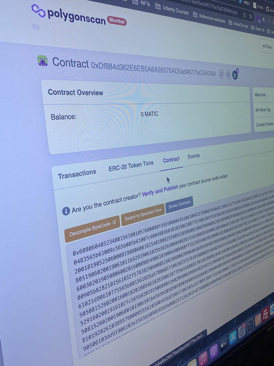 PolygonAbuja's tweet photo. Verifying our smart contract on Polygon Mumbai.
To get an ABI for interaction on the Frontend.
@0xPolygonDevs @0xPolygon #4SOS https://t.co/BHkiZDDAKw