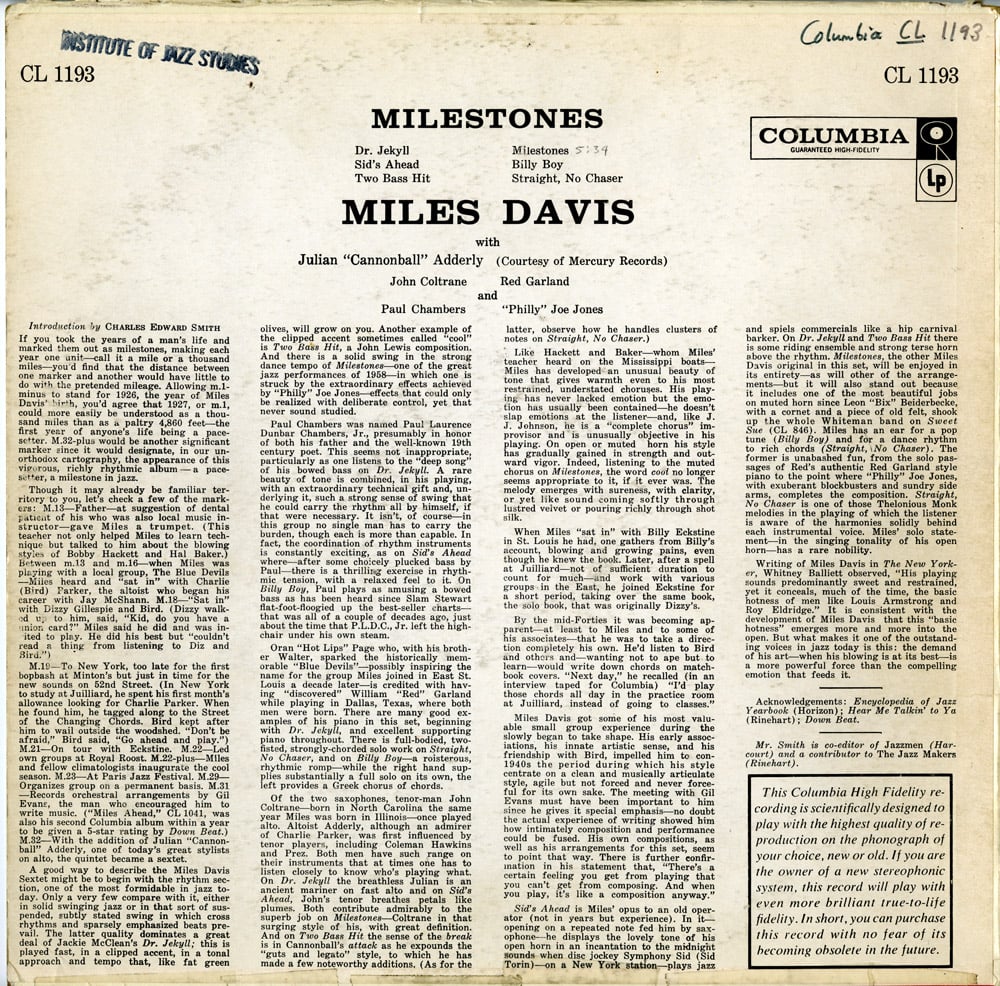 A milestone year for a milestone album. 'Milestones' was released 65 years ago today. Listen Here:

milesdavis.com/albums/milesto…