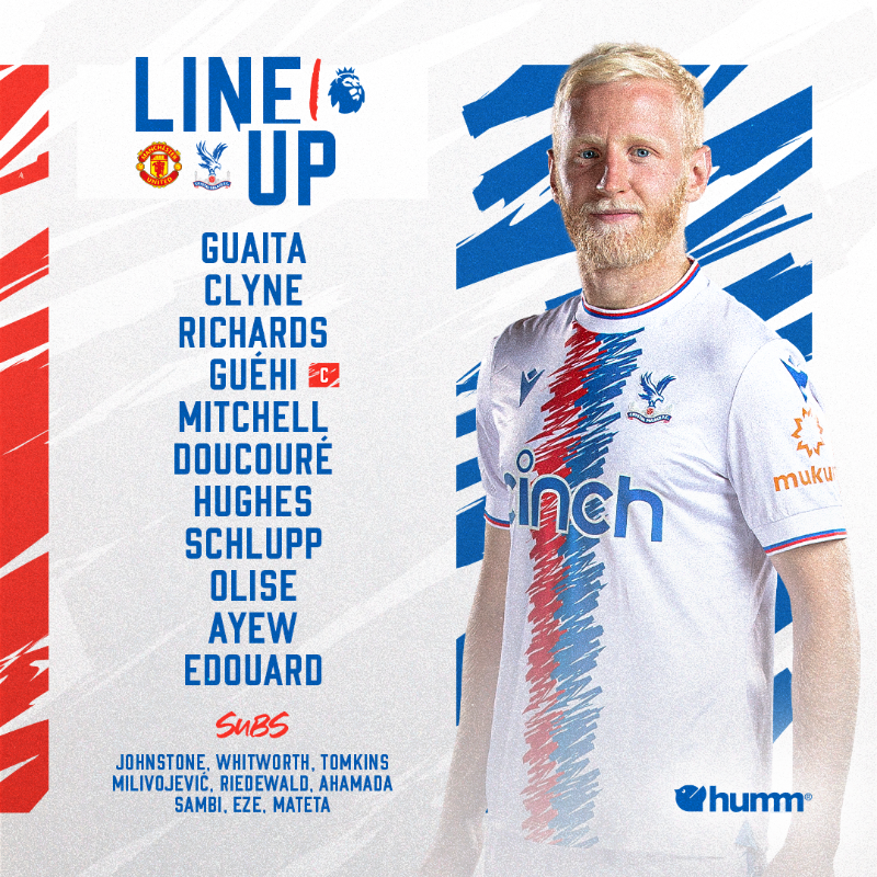 CPFC's tweet photo. The XI to take on United 💪

@shophumm 📲

#CPFC | #MUNCRY