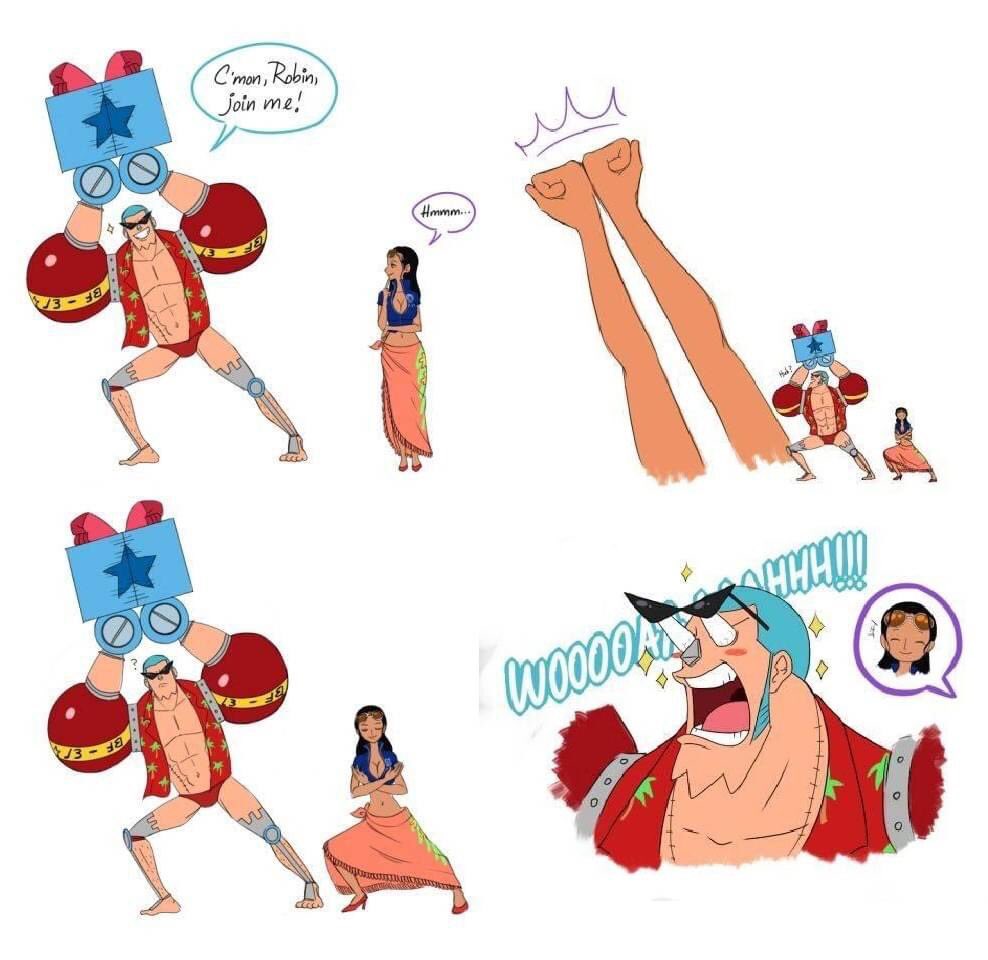 zojuro28's tweet photo. Robin shows franky up🤣🤣 #anime #ONEPIECE #Funny #zojuro https://t.co/XE7g4FagQ6