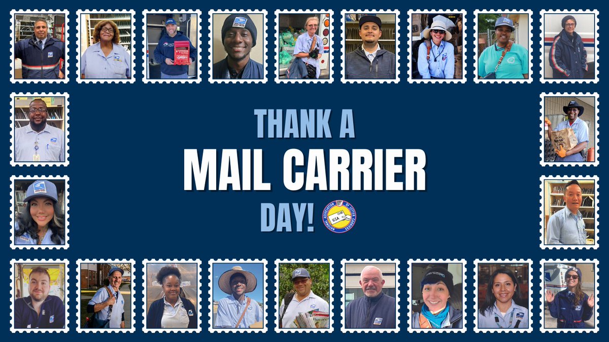 NALC_National's tweet image. Today is #ThankAMailCarrierDay! We’re sending a huge thank you to our members who deliver for America every day! ✉️📫✉️ #PostalProud #UnionStrong