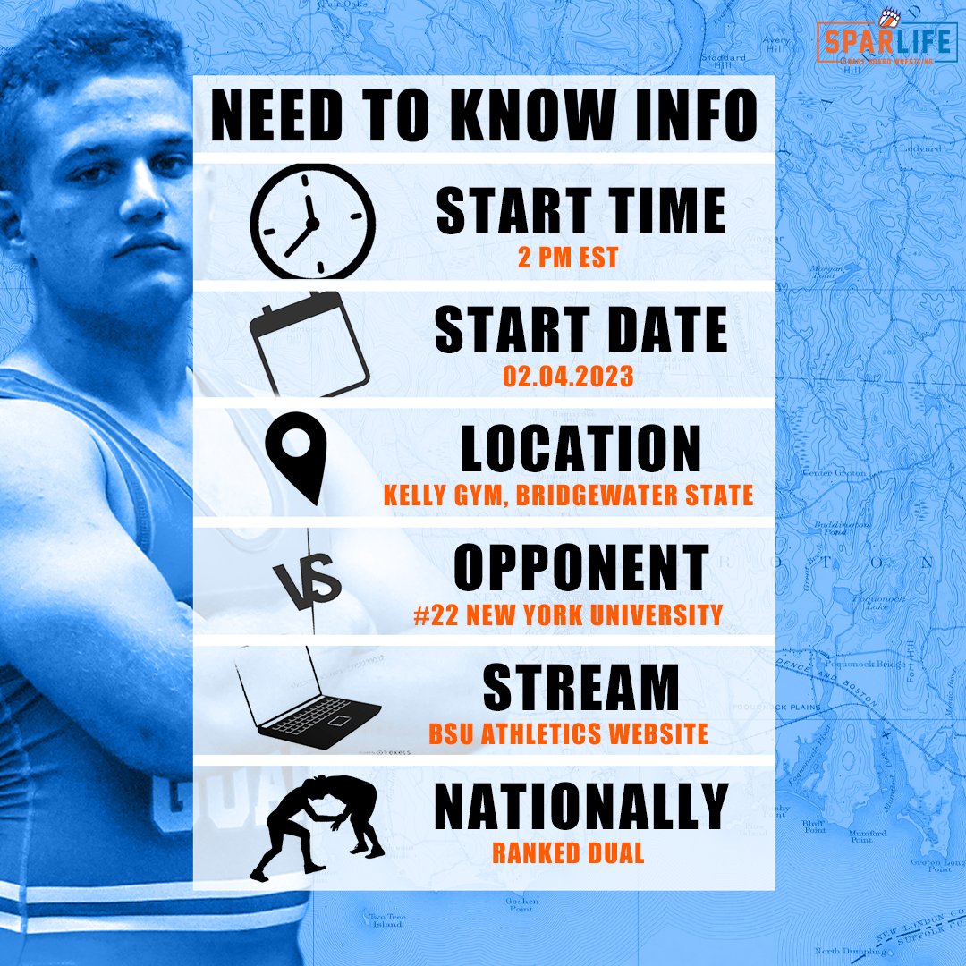 DUAL DAY!
Your #16 Coast Guard Bears travel to Bridgewater State Univ. today to take on #22 <a href="/NYUWrestling/">NYU Wrestling</a>!

📆- Saturday, February 4th
⏰ - 2PM EST
📍 - Kelly Gym @ BSU
🆚 - #22 New York University
🔗 - boxcast.tv/view/wrestling…
📲 - USCGA Wrestling Social
#AlwaysReady X #SPARLIFE