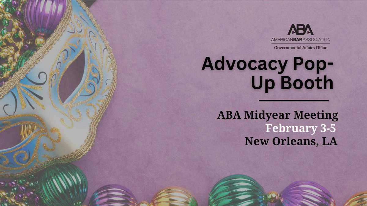 ABAGrassroots's tweet image. The Advocacy Pop-Up Booth will be outside of @ABAYLD events again today at the New Orleans Marriott until 12pm! Stop by and meet us!