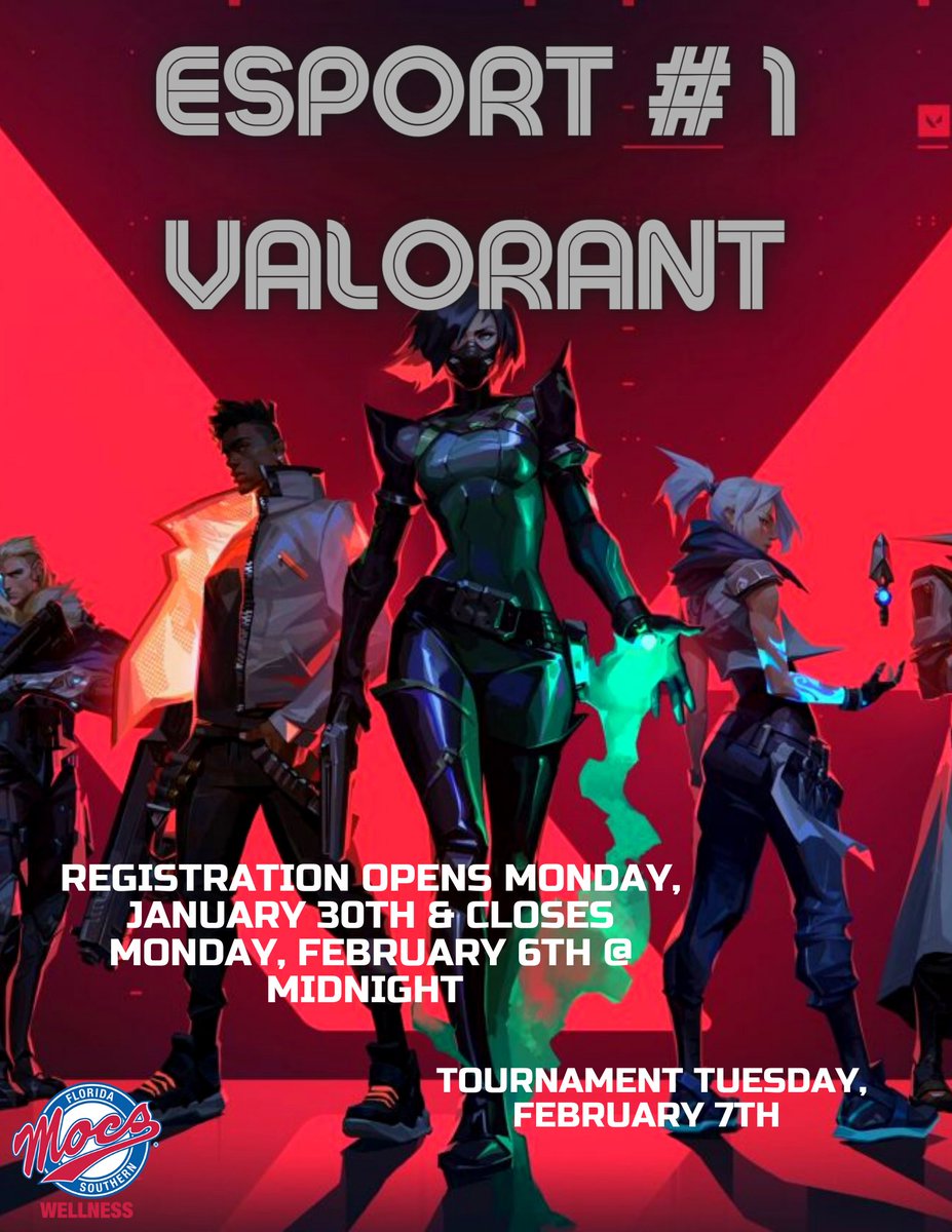 Don't forget Mocs, registration for our Valorant eSport tournament closes Monday, February 6th @ midnight! You can register for the tournament on IMLeagues.