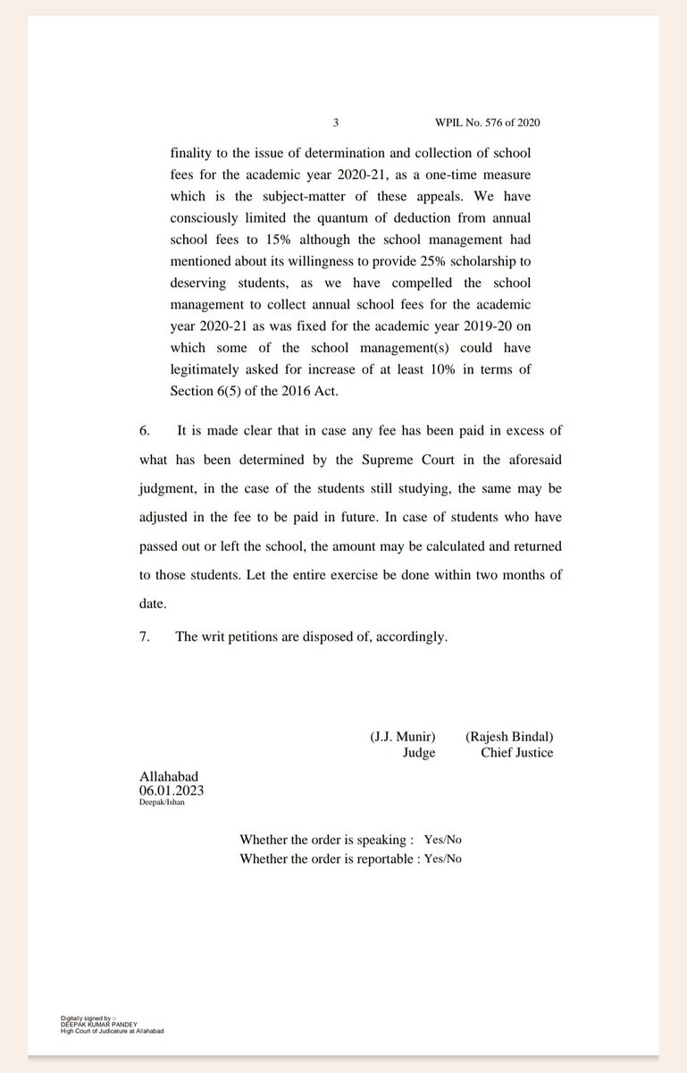 उ.प्र. उच्च न्यायालय के आदेश को अभी तक गौतमबुद्ध नगर के किसी भी स्कूल ने मान्य नहीं ‌किया है ये‌ निश्चित रूप से माननीय न्यायालय के आदेश की अवेहलना है

<a href="/dmgbnagar/">DM NOIDA Gautam Buddha Nagar</a> कृपया इस आदेश को जिले में पारित कराके अभिभावक ‌हित में 15% फीस वापस या समायोजित कराने की कृपा करें 🙏🙏