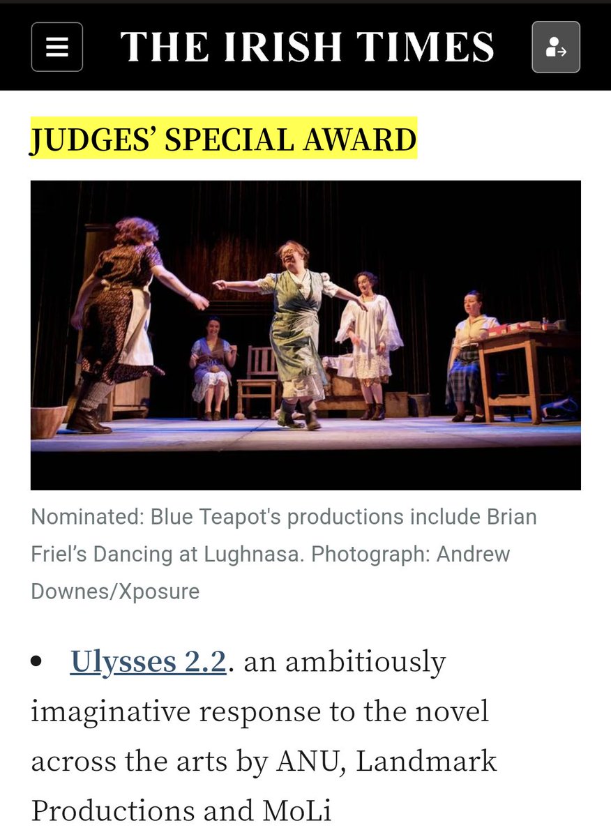 Completely thrilled and a bit emotional this morning to have all the work of the past year on #Ulysses22 recognised in the Judges Special Award category of #ITITA. @anuproductions @LandmarkIreland @MoLI_Museum