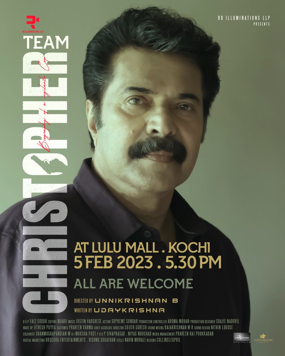 mammukka's tweet photo. See you all Tomorrow at Lulu Mall , Kochi 😊

@FilmChristopher @unnikrishnanb https://t.co/thvFc7yhtj