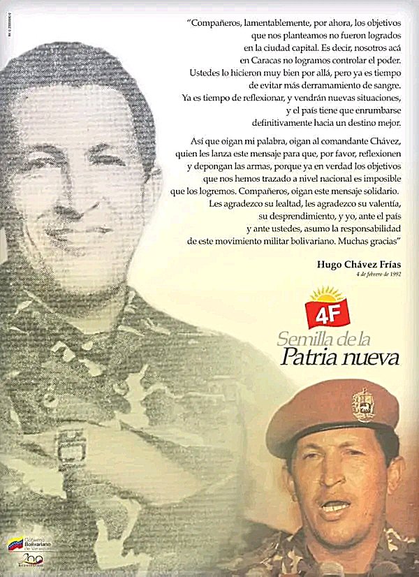 Hoy  31 años después de aquel por ahora que dio nacimiento a la Revolución Bolívariana celebramos con orgullo Patrio ser parte de está historia, gracias comandante Chavez, honor y gloria! #2023RenaceLaEsperanza