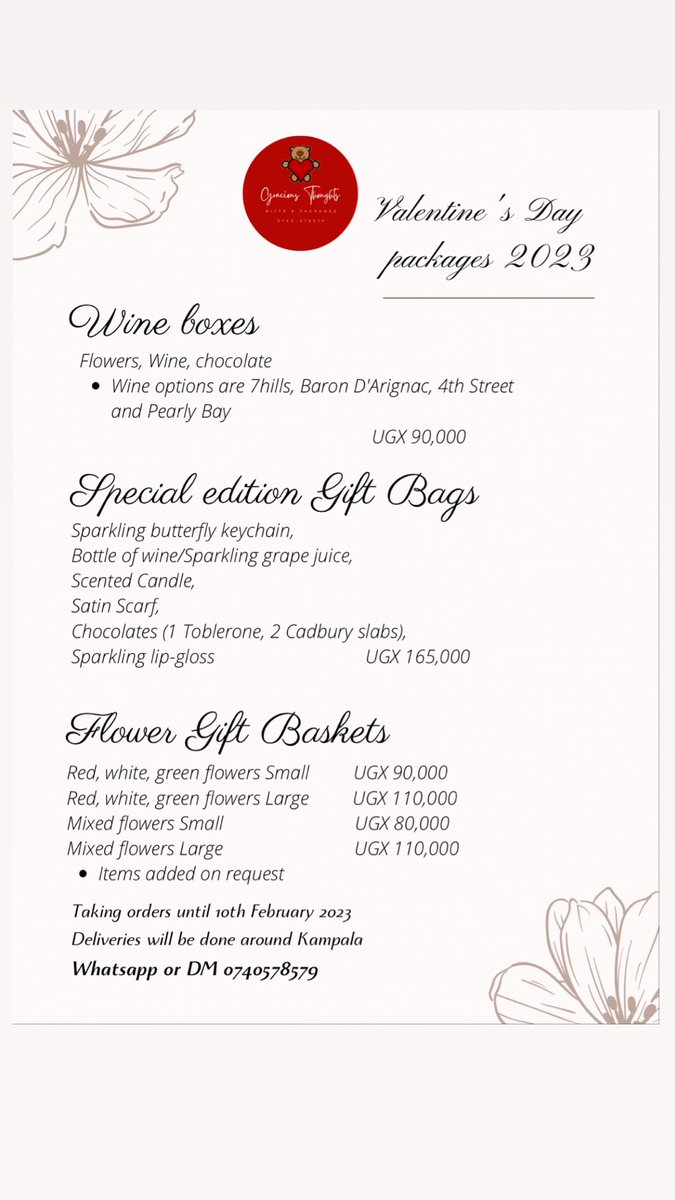 graciousthought's tweet photo. Just in case you were wondering how our special edition Valentine’s Day gift bags look, here you go!
At only 165k get a bag full of goodies for your loved one.
The last frame contains the details of what’s in this goodie bag.
#graciousthoughts #valentines #uotmarketday https://t.co/trBpEQeWEQ